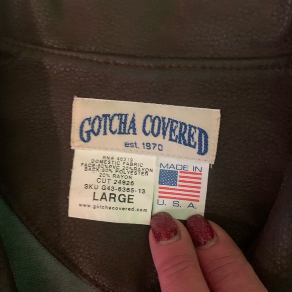Gotcha Covered chocolate brown soft vegan leather suede like jacket. Large - Picture 3 of 7